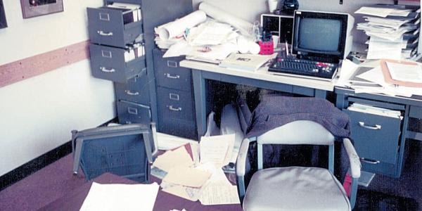 Marty Breidenbach's SLAC office after Loma Prieta earthquake.
