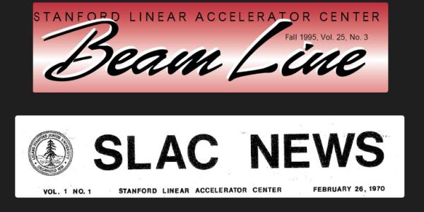 Some of SLAC's News mastheads, 1963-1995