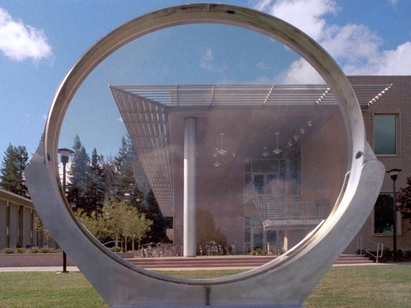 Bubble chamber lens framing the ROB, 2004