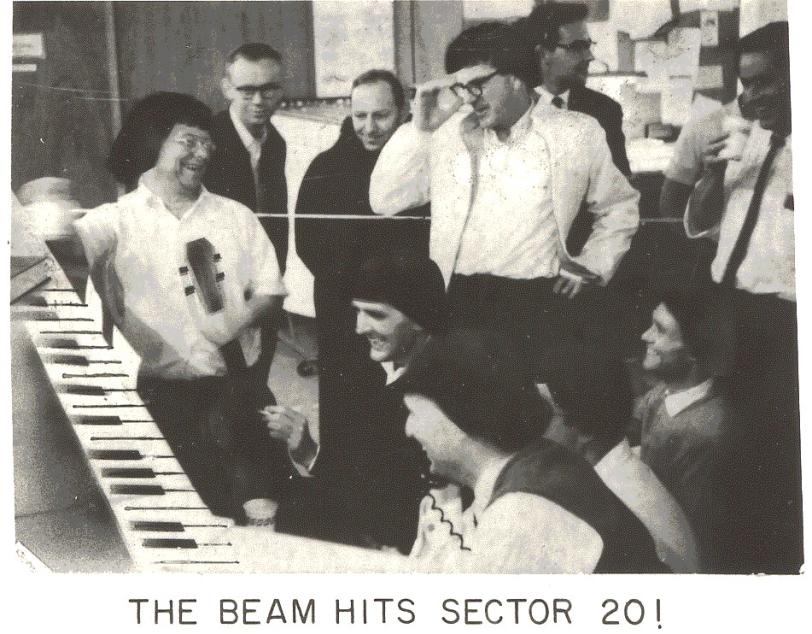 The Beam hist Sector 20! Doctored photo of Control Room group to show them as "The Beatles" of physics