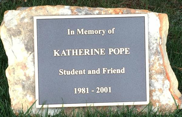 Katherine Pope plaque