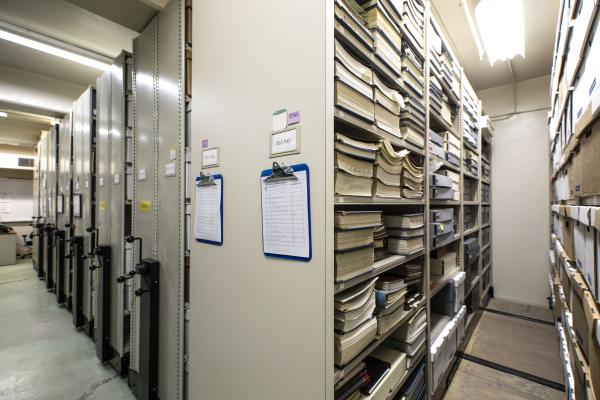 SLAC Archives' storage area, Building 084, 2019