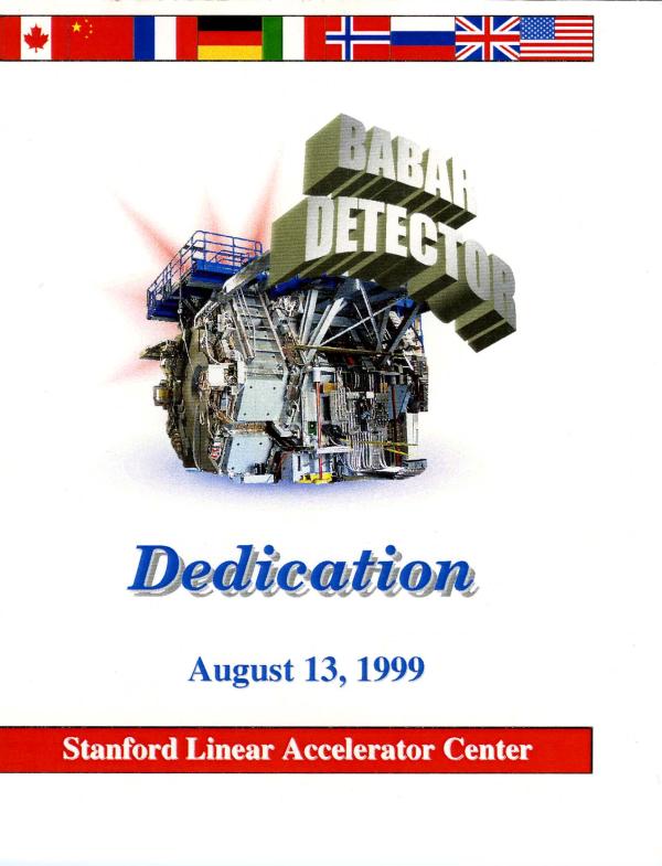 BaBar Dedication program cover, August 13, 1999