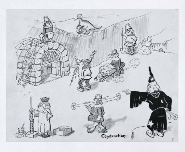Bob Gould Wizard cartoon: Construction of SLAC