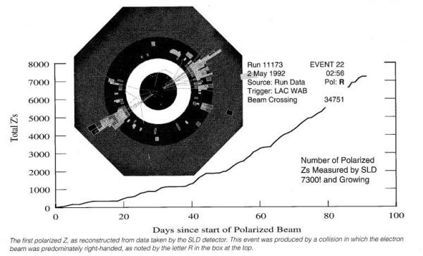 Chart of total Zs observed by SLD as of July 1992