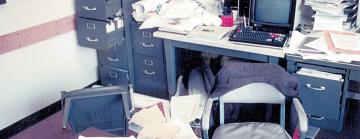 Marty Breidenbach's SLAC office after Loma Prieta earthquake.