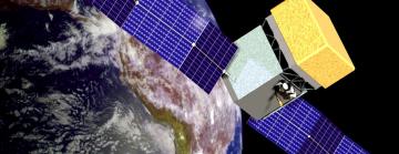 Artist's conception of GLAST satellite orbiting earth